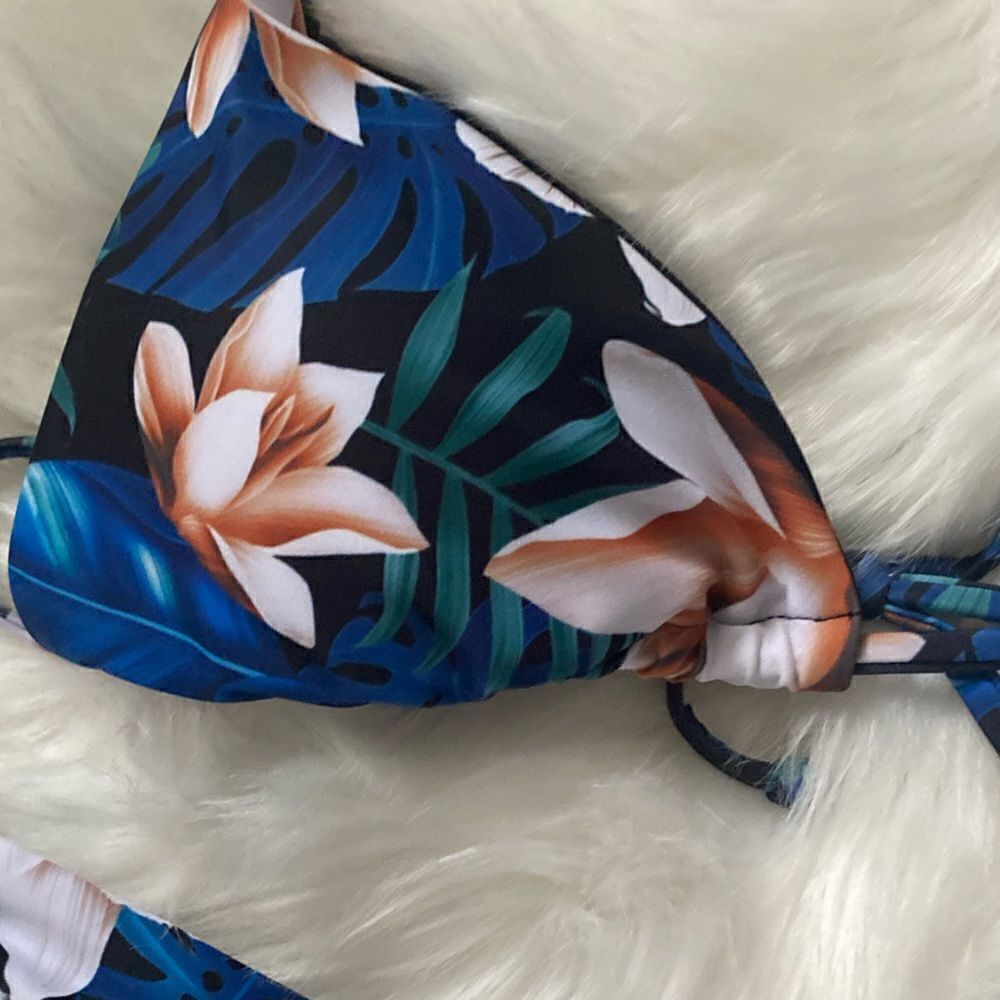 Tropical Print Triangle String Bikini M L - Picture 10 of 10